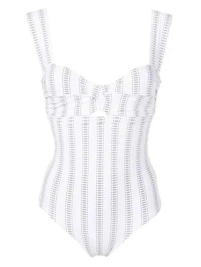 Amir Slama Twist-detail Stripe-print Swimsuit In White