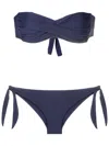 Amir Slama Twisted Bandeau Strapless Bikini In Blue