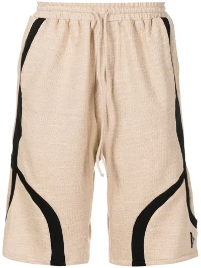 Amir Slama Two-tone Drawstring Cotton Shorts In Brown
