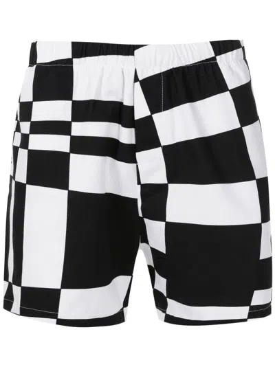 Amir Slama Two-tone Graphic-print Shorts In Black