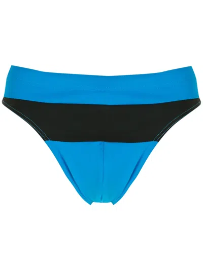 Amir Slama Two-tone High-leg Swimming Trunks In Blue