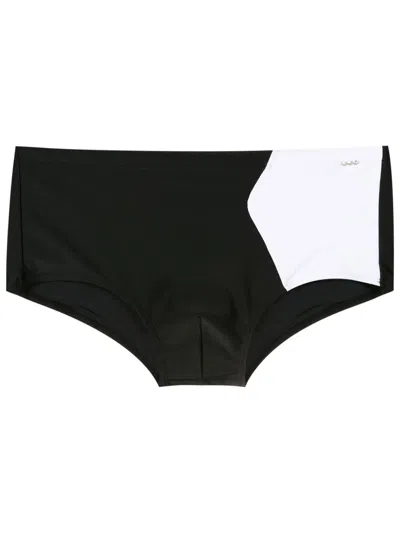 Amir Slama Two-tone Slip-on Swim Shorts In Black