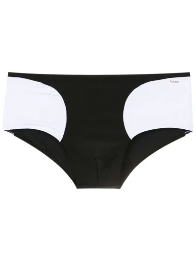 Amir Slama Two-tone Slip-on Swim Trunks In Black