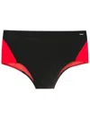 Amir Slama Two-tone Slip-on Swim Trunks In Black