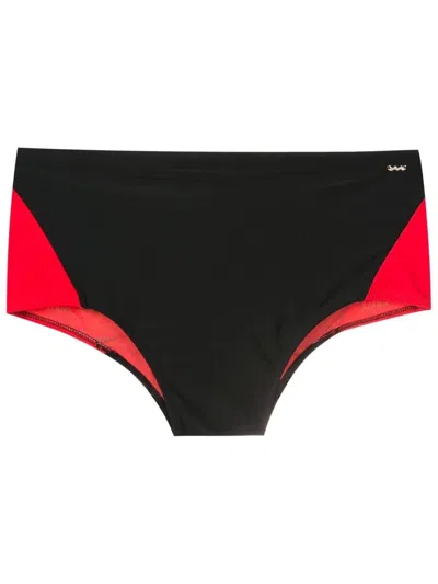 Amir Slama Two-tone Slip-on Swim Trunks In Black