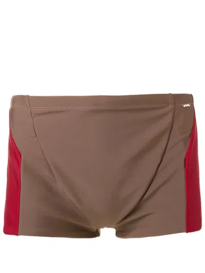 Amir Slama Zweifarbige Badeshorts In Brown