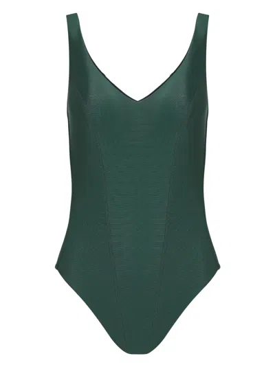 Amir Slama V-neck Swimsuit In Grün