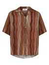 Amir Slama Wave-pattern Short-sleeved Shirt In Brown