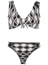 Amir Slama Wave-print Hardware-detail Bikini Set In Black