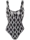 Amir Slama Wave-print Hardware-detail Swimsuit In Black