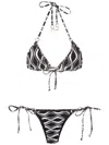 Amir Slama Wave-print Triangle Bikini Set In Black