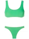 Amir Slama Wave-stitch Non-wired Bikini Set In Green