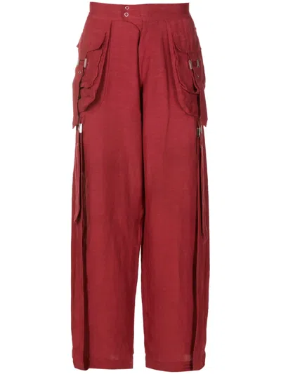 Amir Slama Wide-leg Cargo Trousers In Red