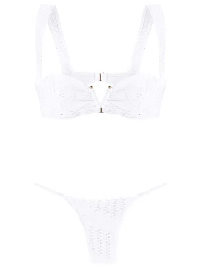 Amir Slama Woven Balconete Bikini Set In White