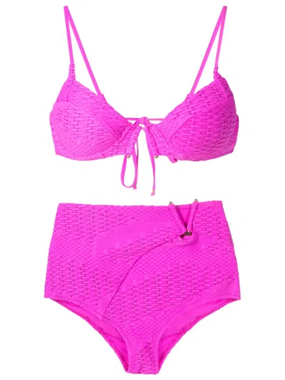 Amir Slama Woven Cut-out Bikini Set In Pink