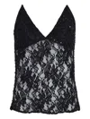 Amir Slama X Astrid Lace Beaded Top In Black
