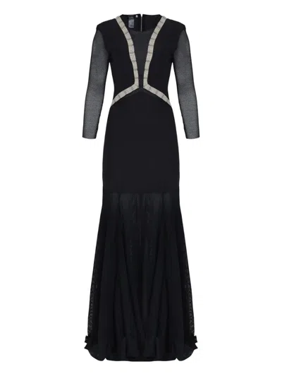 Amir Slama X Astrid Mesh-panel Maxi Dress In Black