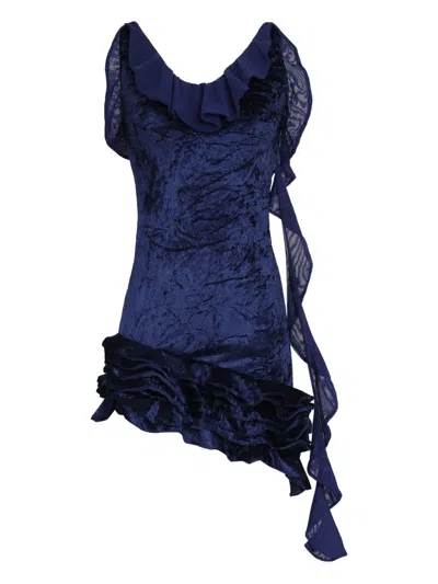 Amir Slama X Astrid Ruffled Mini Dress In Blue