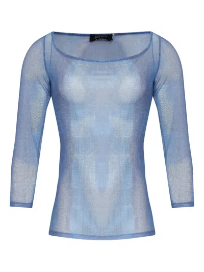 Amir Slama X Astrid Square-neck Top In Blue