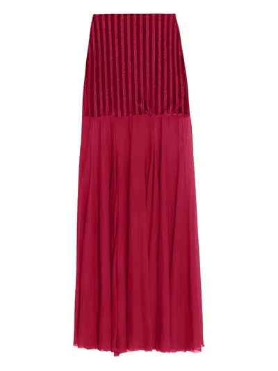 Amir Slama X Astrid Stripe-panel Maxi Skirt In Red