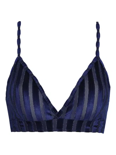 Amir Slama X Astrid Striped Crop Top In Blue