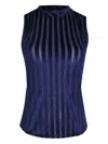 Amir Slama X Astrid Striped Mock-neck Top In Blue