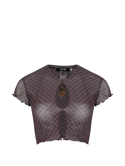 Amir Slama X Jade Picon Cut-out Cropped T-shirt In Brown
