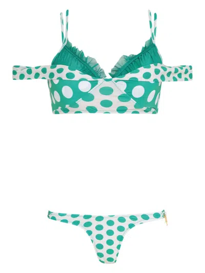 Amir Slama X Jade Picon Polka-dot Bikini In Green