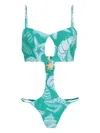 Amir Slama X Jade Picon Shell-print Swimsuit In Green