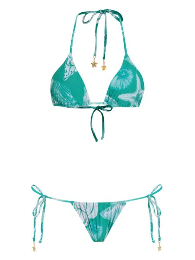 Amir Slama X Jade Picon Starfish-print Bikini In Green