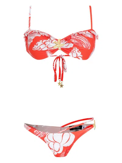 Amir Slama X Jade Picon Starfish-print Bikini In Red