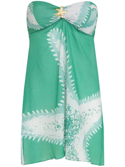 Amir Slama X Jade Picon Starfish-print Mini Dress In Green