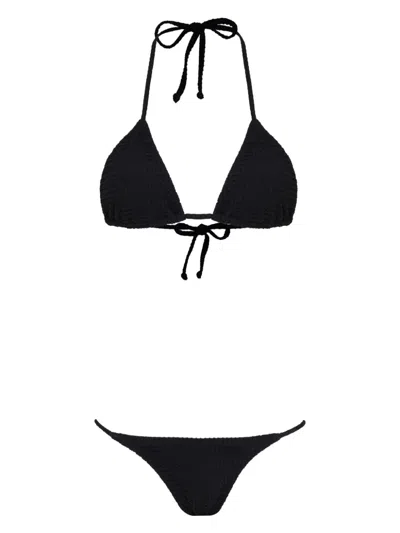 Amir Slama X Jade Picon Waffle-effect Bikini In Black