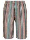 Amir Slama Striped Jacquard Cotton-blend Shorts In Brown