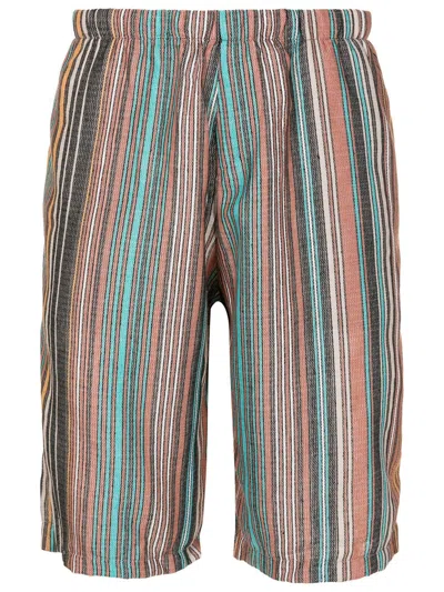 Amir Slama Striped Jacquard Cotton-blend Shorts In Brown