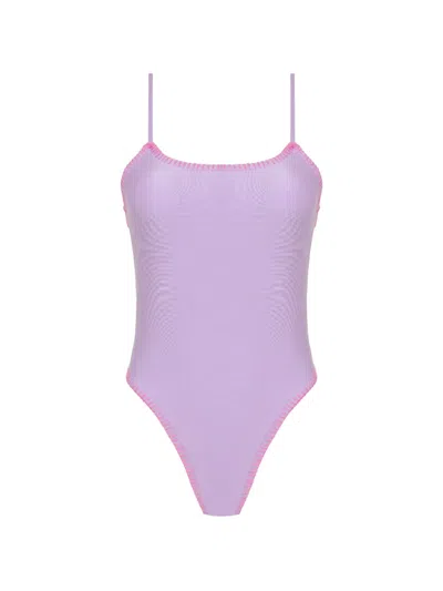 Amir Slama X Tati Barbieri Blanket-stitched Star-cutout Swimsuit In Purple