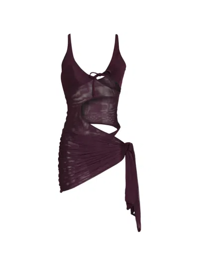 Amir Slama X Tati Barbieri Cut-out Knotted Beach Cover-up In Burgundy