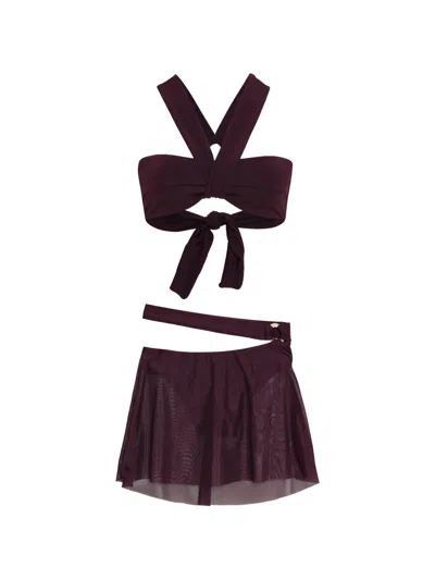 Amir Slama X Tati Barbieri Cut-out Mesh-panel Bikini In Purple