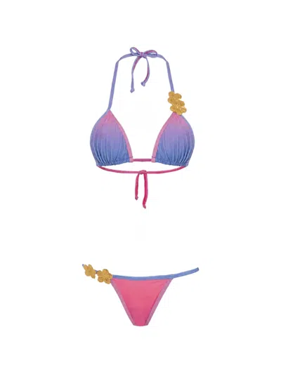 Amir Slama X Tati Barbieri Floral-embellished Gradient Bikini In Pink