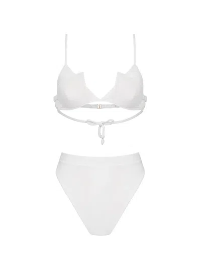 Amir Slama X Tati Barbieri Geometric-cup High-waisted Bikini In White