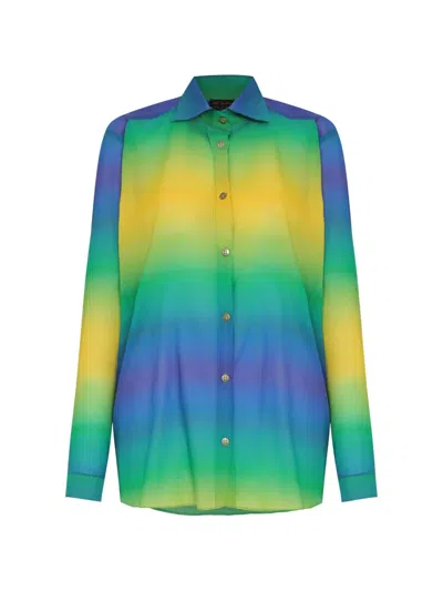 Amir Slama X Tati Barbieri Gradient-effect Long-sleeved Shirt In Blue