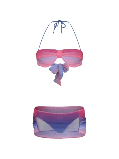 Amir Slama X Tati Barbieri Gradient-effect Mesh-panel Bikini In Pink