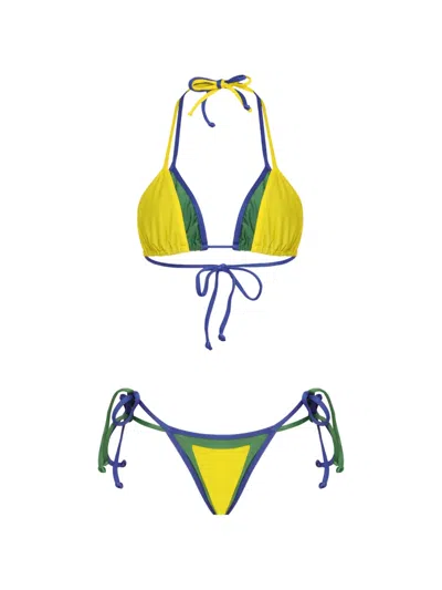 Amir Slama X Tati Barbieri Halterneck Layered Side-tie Bikini In Transparent