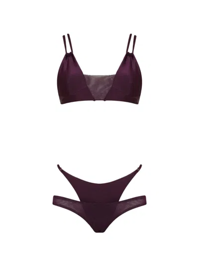Amir Slama X Tati Barbieri Mesh-panelled Cut-out Bikini In Purple