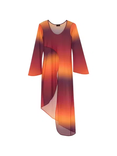 Amir Slama X Tati Barbieri Ombré-effect Asymmetric Beach Cover-up In Multi