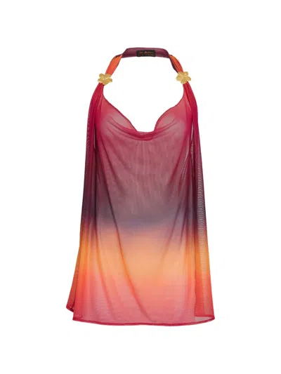 Amir Slama X Tati Barbieri Ombré-mesh Halterneck Beach Cover-up In Multi
