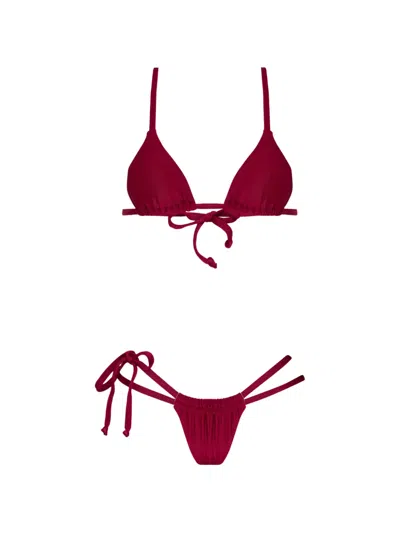 Amir Slama X Tati Barbieri Triangle-top Side-tie Bikini In Red