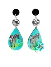 Amir Slama Zebra-print Drop Earrings In Blue
