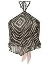 Amir Slama X Cesca Civita Zebra-print Silk Top In Black