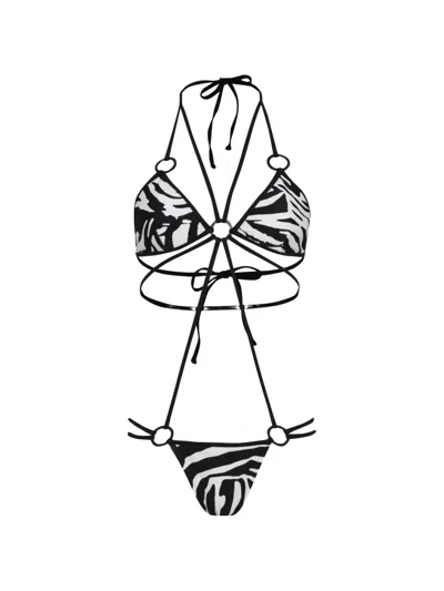 Amir Slama Zebra-print Swimsuit In Black